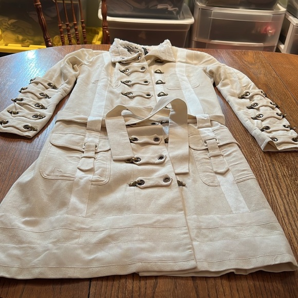 L.A.M.B. By Gwen Stefani Gorgeous Cotton Denim Coat With Logo Metal Clasps 10 - Picture 10 of 13